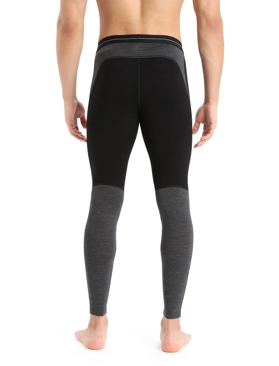 Black / Jet Heather Men's Icebreaker 200 ZoneKnit™ Merino Leggings | USA 1121DFMN